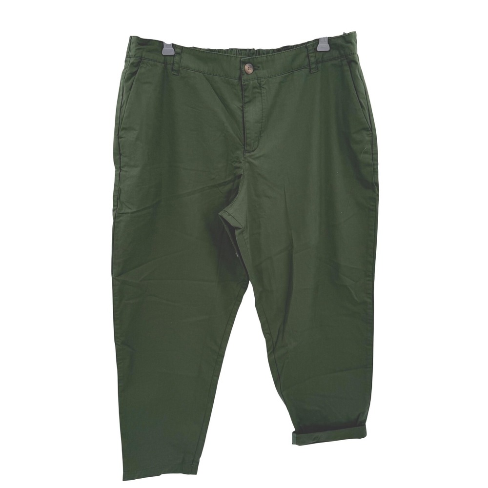 Pact Organic Cotton Tapered Pants XL Forest Green Elastic Back Sustainable NWOT